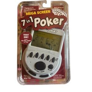 Mega Screen 7‎ In 1 Poker Hand Held Video Electronic Game NEW NIP Works!